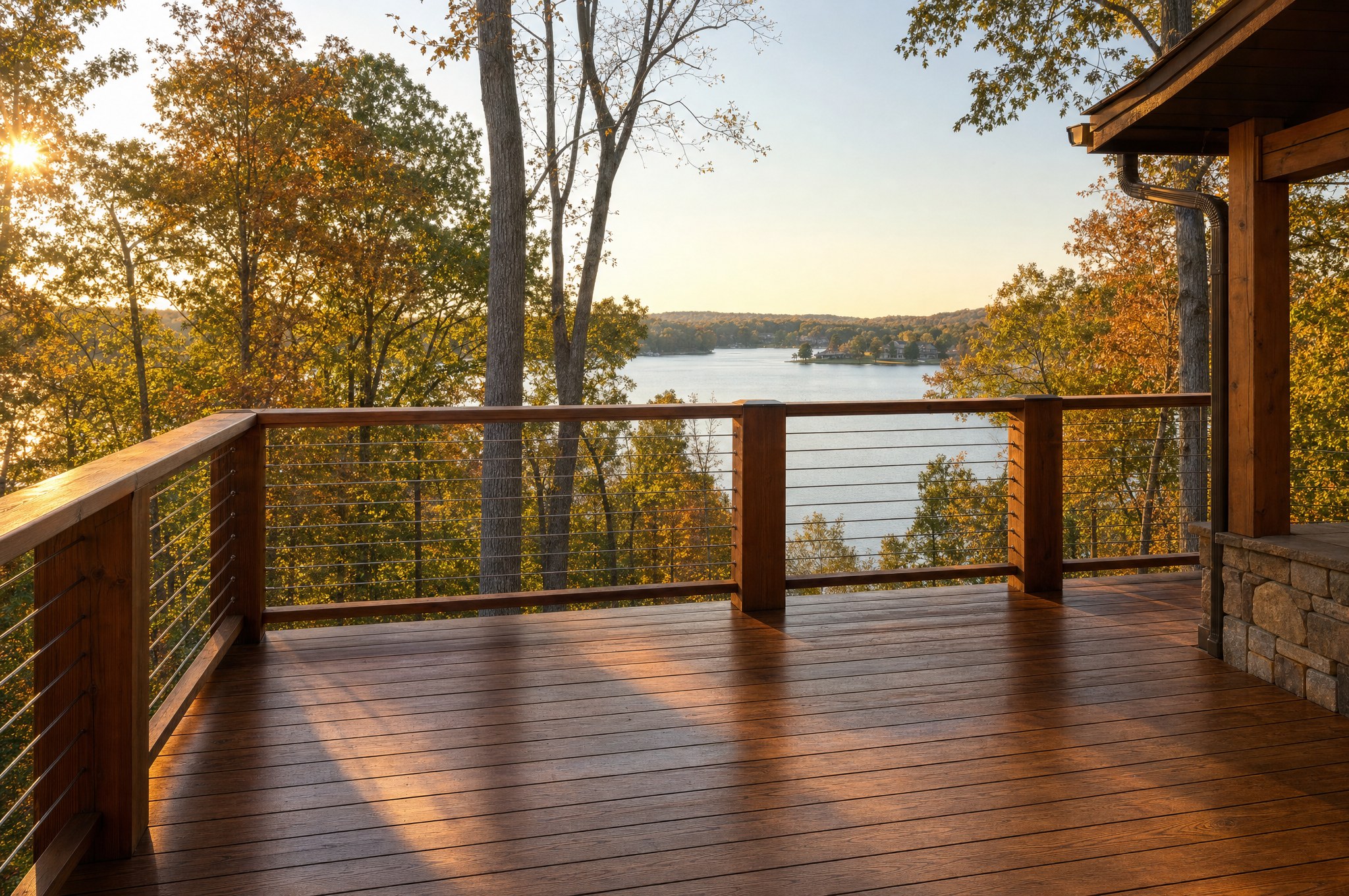 Freshly stained deck and fence